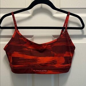 Alphalete Red and Black Patterned Sports Bra